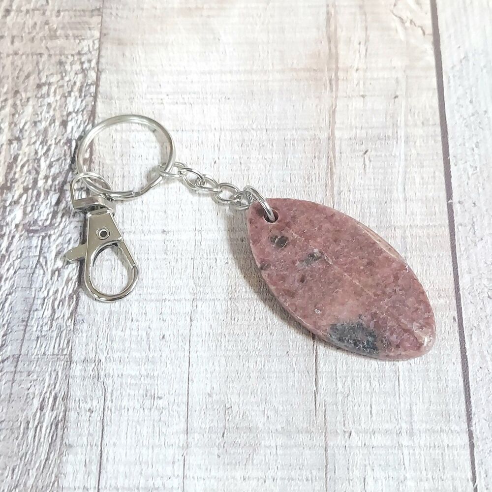 Rhodonite Natural Stone Keychain Backpack Clip Purse Charm